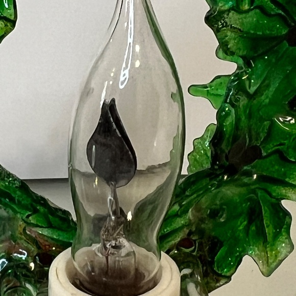 Wreath Night Light w/ Flicker Flame Bulb Christmas Holiday Plastic Vintage READ - Picture 7 of 13